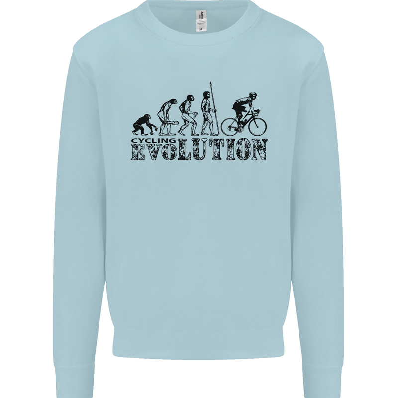 Evolution of Cycling Cyclist Bicycle Funny Mens Sweatshirt Jumper Light Blue