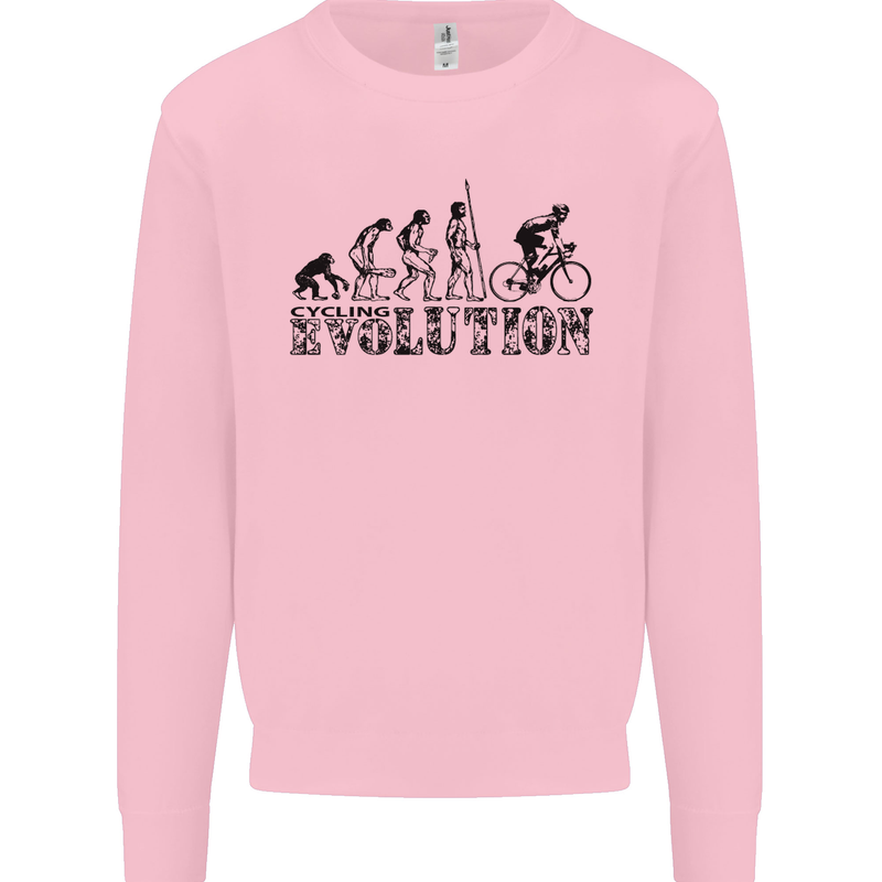 Evolution of Cycling Cyclist Bicycle Funny Mens Sweatshirt Jumper Light Pink