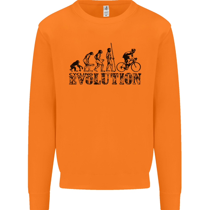 Evolution of Cycling Cyclist Bicycle Funny Mens Sweatshirt Jumper Orange