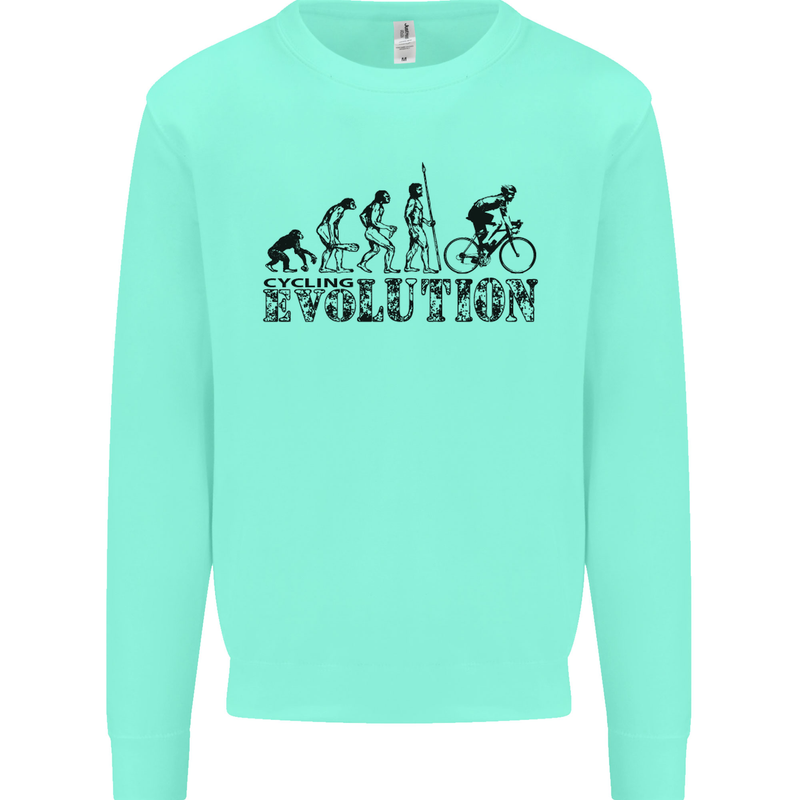 Evolution of Cycling Cyclist Bicycle Funny Mens Sweatshirt Jumper Peppermint