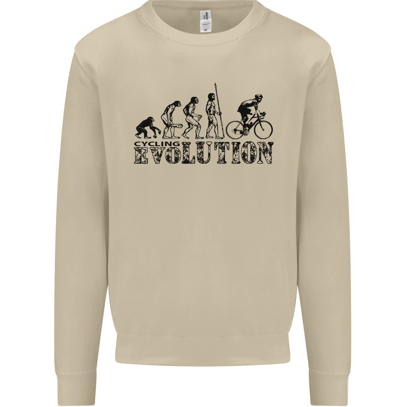 Evolution of Cycling Cyclist Bicycle Funny Mens Sweatshirt Jumper Sand