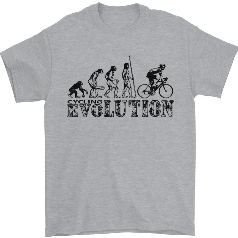 Evolution of Cycling Cyclist Bicycle Funny Mens T-Shirt Cotton Gildan Sports Grey