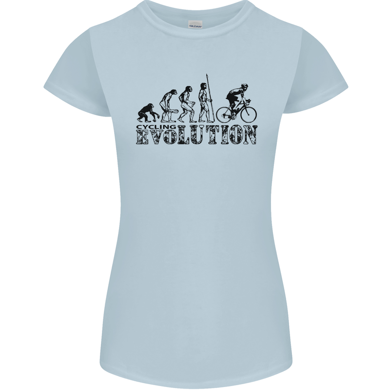 Evolution of Cycling Cyclist Bicycle Funny Womens Petite Cut T-Shirt Light Blue
