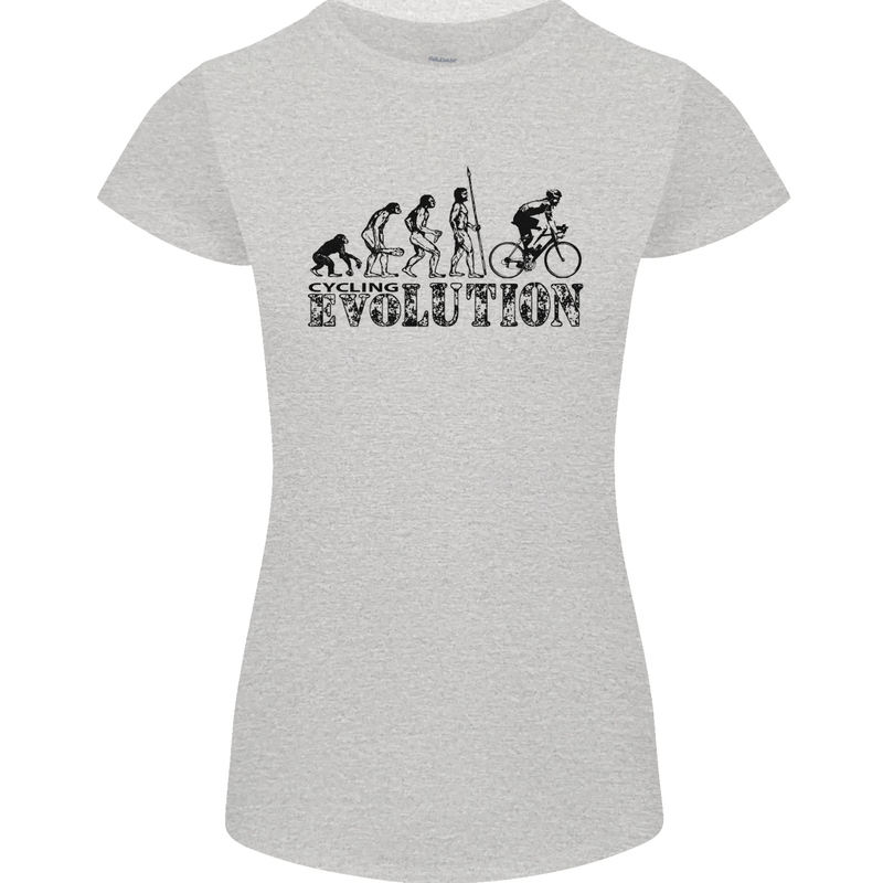 Evolution of Cycling Cyclist Bicycle Funny Womens Petite Cut T-Shirt Sports Grey