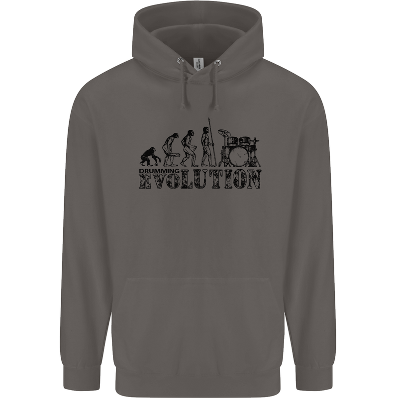 Evolution of Drums Mens 80% Cotton Hoodie Charcoal