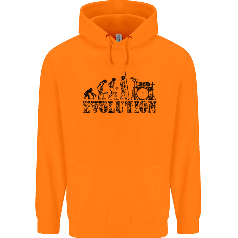 Evolution of Drums Mens 80% Cotton Hoodie Orange