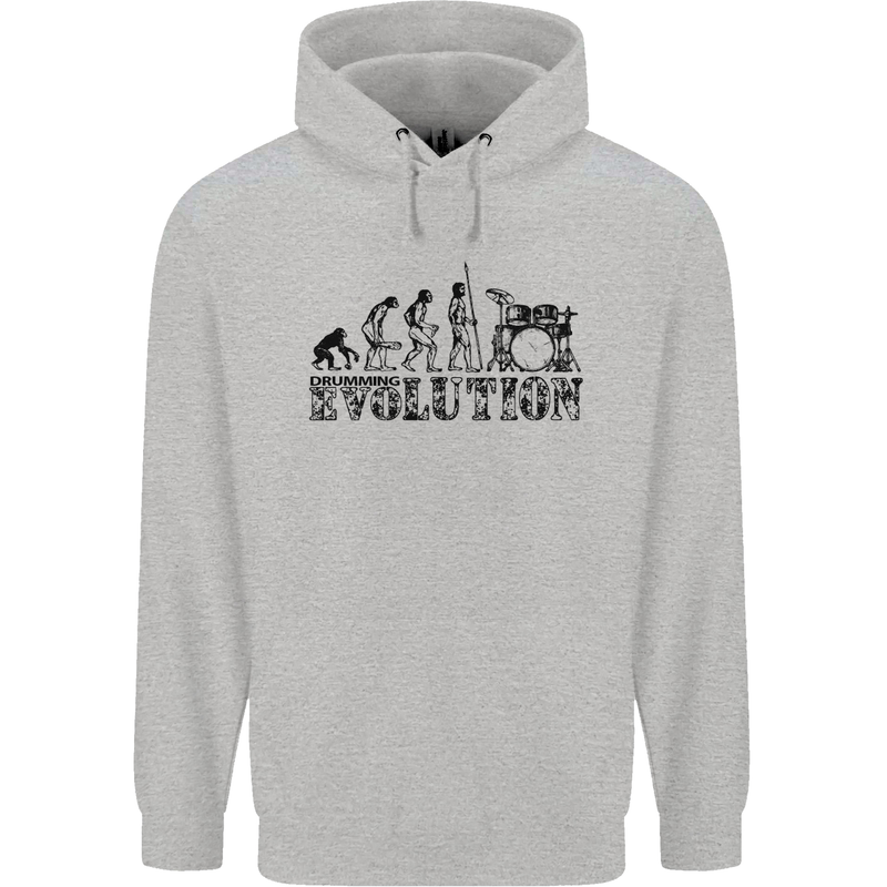 Evolution of Drums Mens 80% Cotton Hoodie Sports Grey