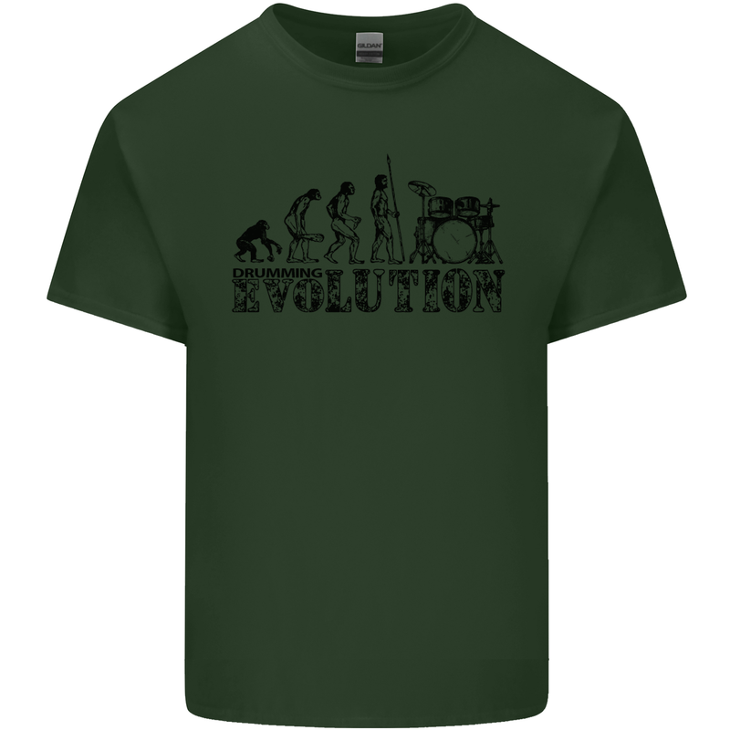 Evolution of Drums Mens Cotton T-Shirt Tee Top Forest Green