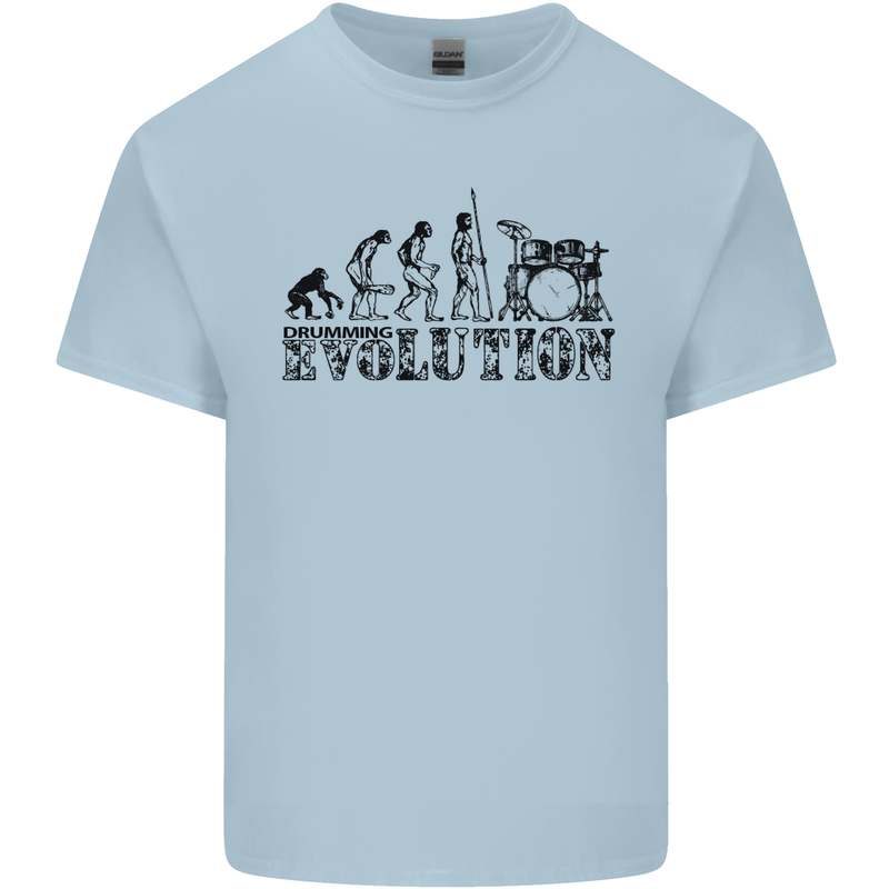 Evolution of Drums Mens Cotton T-Shirt Tee Top Light Blue