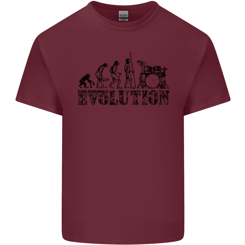 Evolution of Drums Mens Cotton T-Shirt Tee Top Maroon