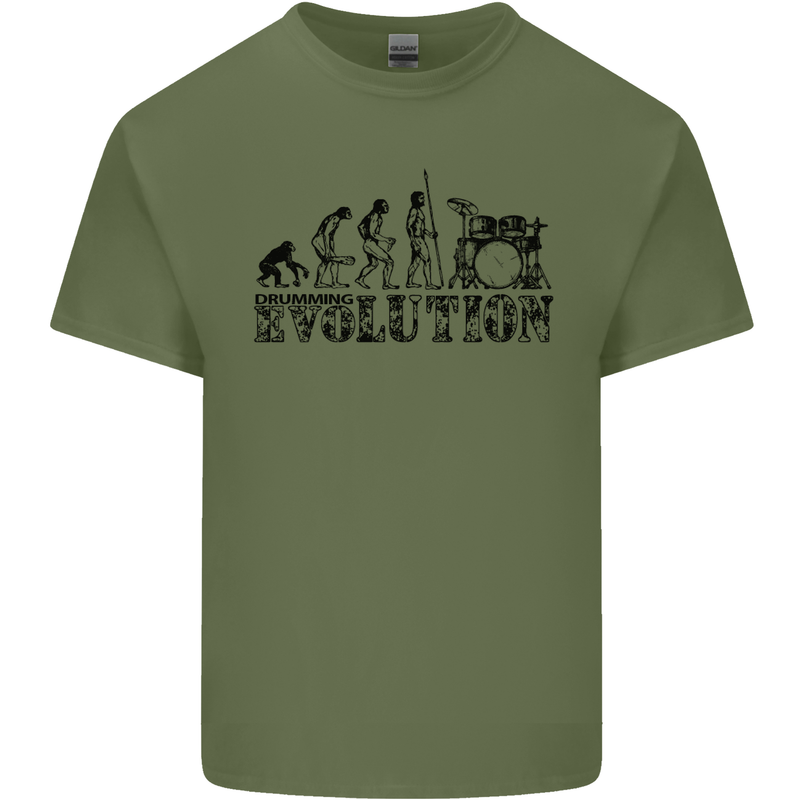 Evolution of Drums Mens Cotton T-Shirt Tee Top Military Green