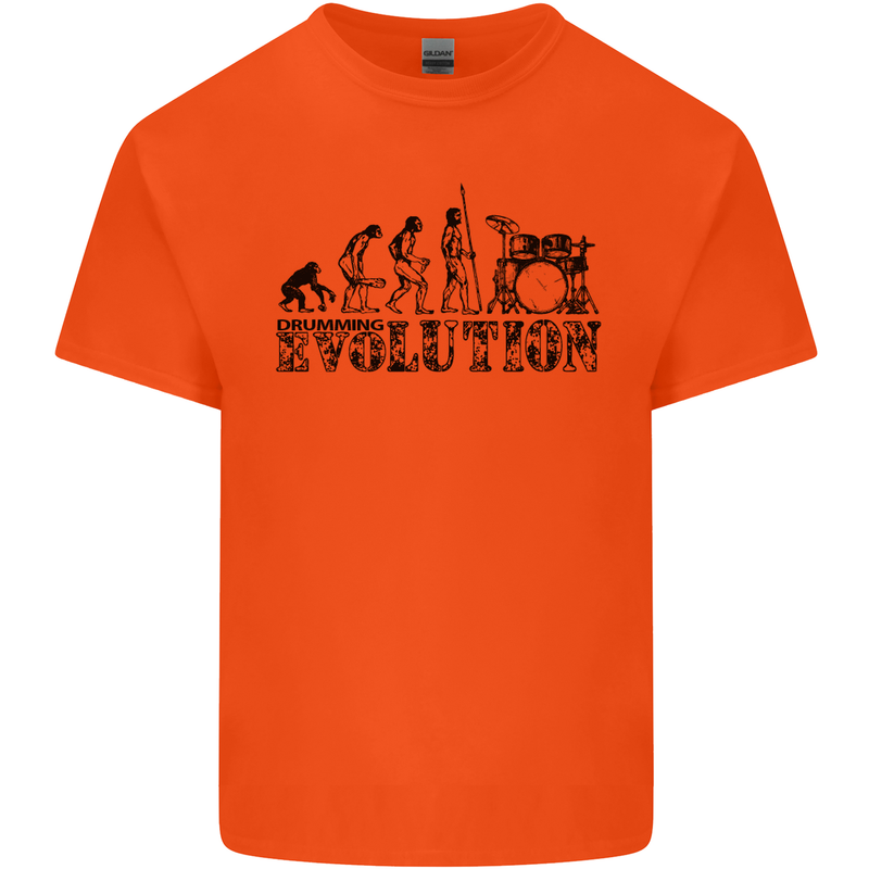 Evolution of Drums Mens Cotton T-Shirt Tee Top Orange
