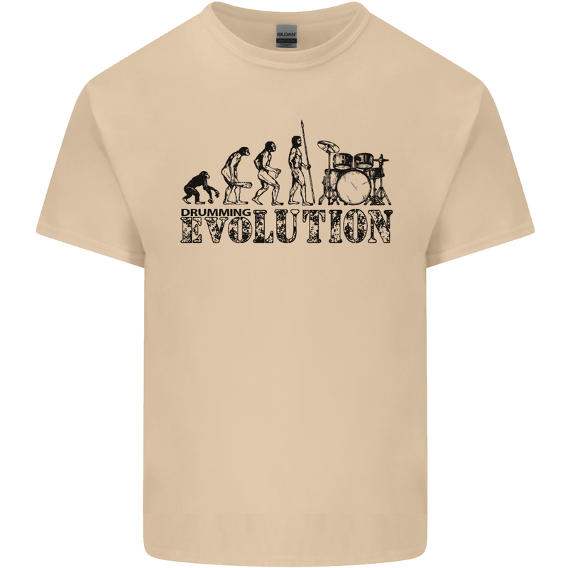 Evolution of Drums Mens Cotton T-Shirt Tee Top Sand