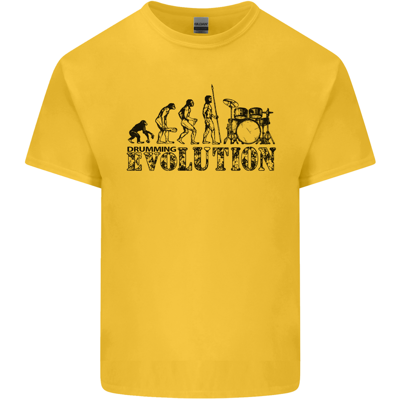 Evolution of Drums Mens Cotton T-Shirt Tee Top Yellow
