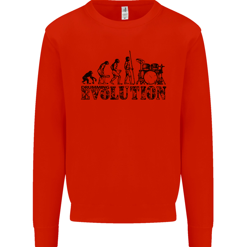 Evolution of Drums Mens Sweatshirt Jumper Bright Red