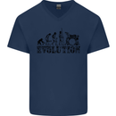 Evolution of Drums Mens V-Neck Cotton T-Shirt Navy Blue