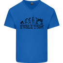 Evolution of Drums Mens V-Neck Cotton T-Shirt Royal Blue