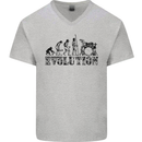Evolution of Drums Mens V-Neck Cotton T-Shirt Sports Grey