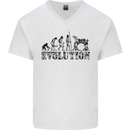Evolution of Drums Mens V-Neck Cotton T-Shirt White