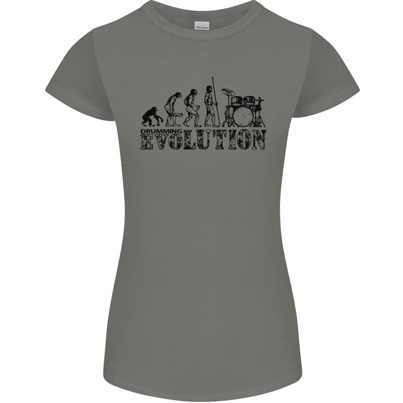 Evolution of Drums Womens Petite Cut T-Shirt Charcoal