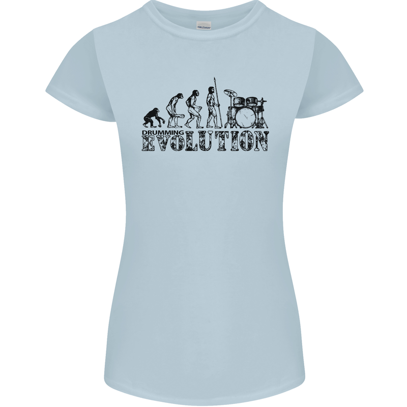 Evolution of Drums Womens Petite Cut T-Shirt Light Blue
