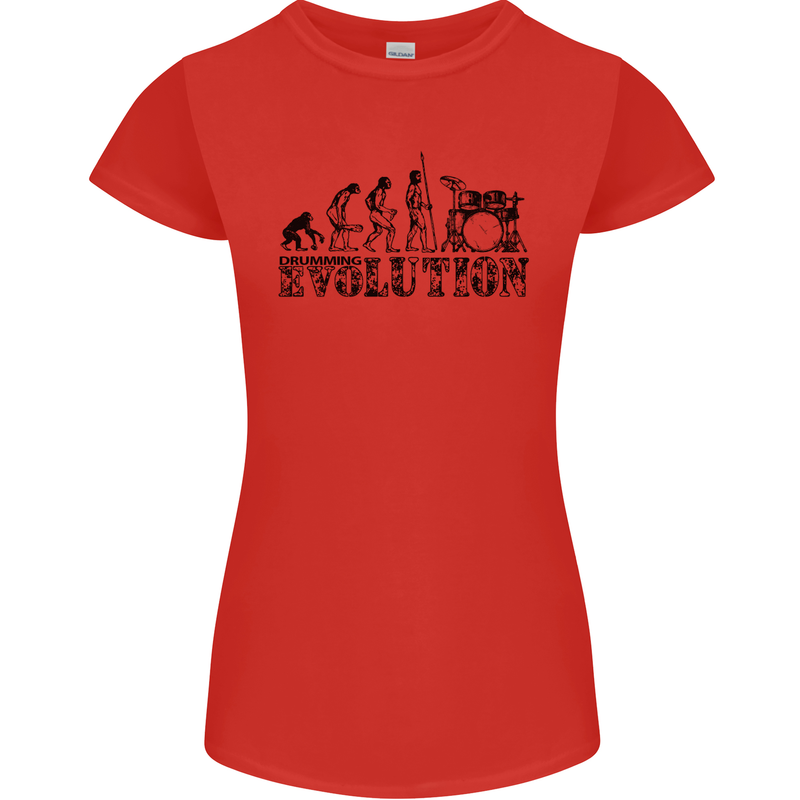 Evolution of Drums Womens Petite Cut T-Shirt Red