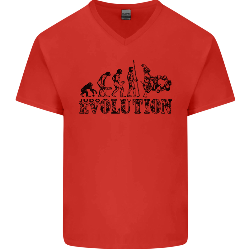 Evolution of Judo MMA Martial Arts Funny Mens V-Neck Cotton T-Shirt Red