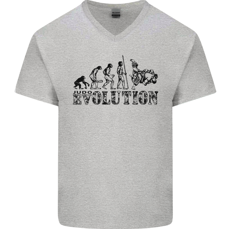 Evolution of Judo MMA Martial Arts Funny Mens V-Neck Cotton T-Shirt Sports Grey