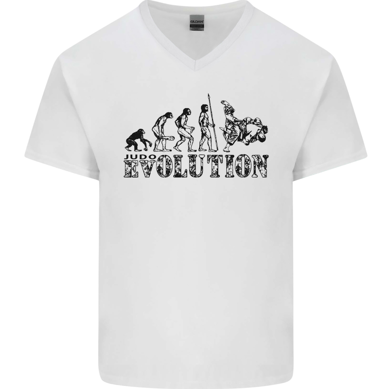 Evolution of Judo MMA Martial Arts Funny Mens V-Neck Cotton T-Shirt White