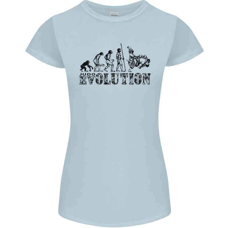 Evolution of Judo MMA Martial Arts Funny Womens Petite Cut T-Shirt Light Blue