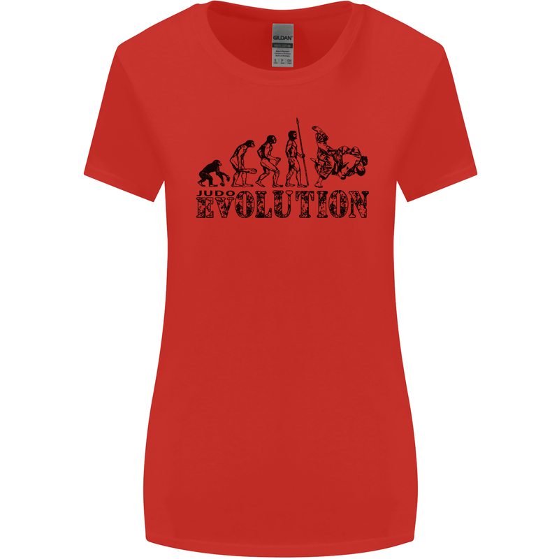 Evolution of Judo MMA Martial Arts Funny Womens Wider Cut T-Shirt Red