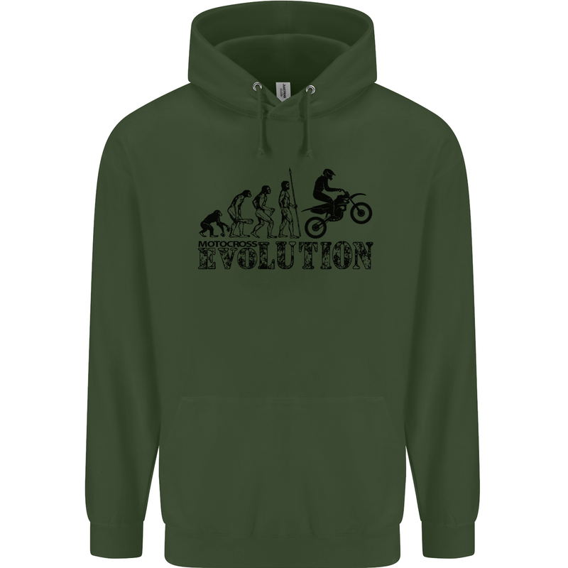 Evolution of Motorcycle Motorbike Biker Childrens Kids Hoodie Forest Green