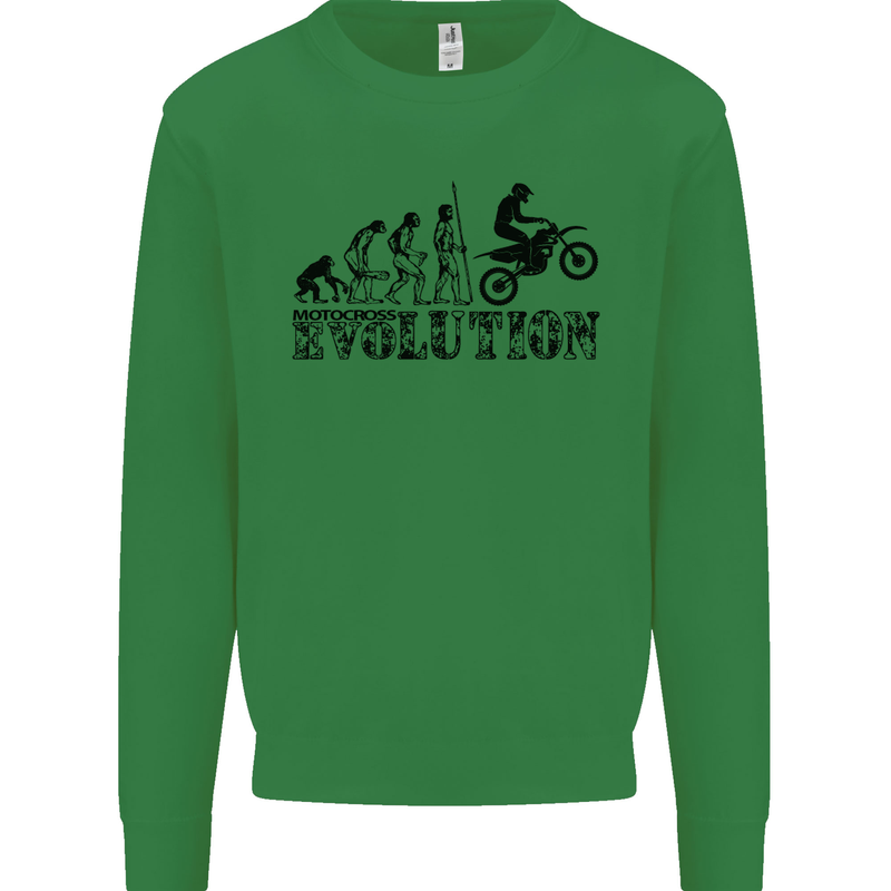 Evolution of Motorcycle Motorbike Biker Kids Sweatshirt Jumper Irish Green