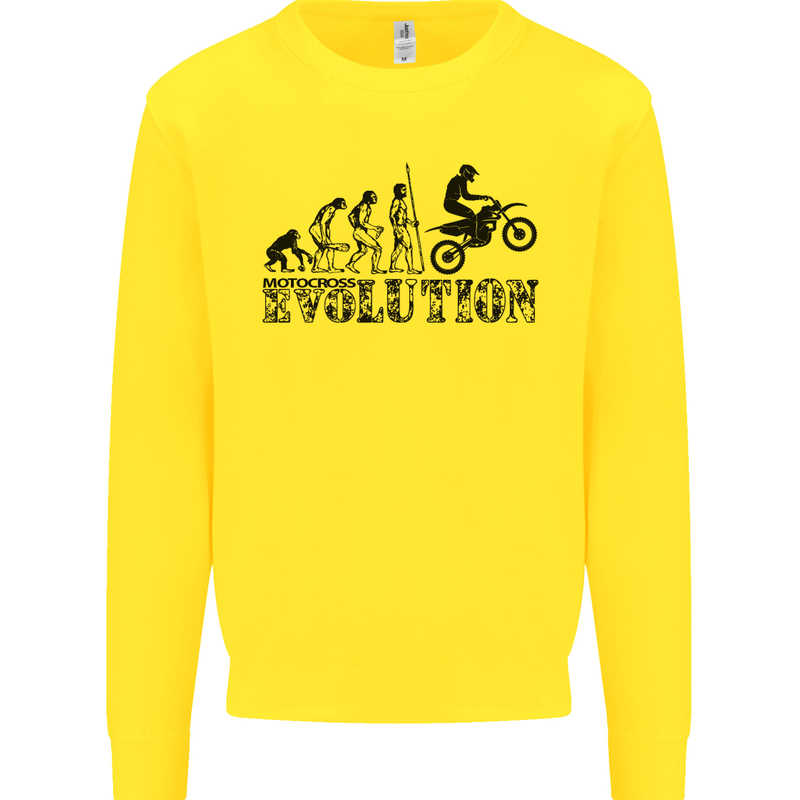Evolution of Motorcycle Motorbike Biker Kids Sweatshirt Jumper Yellow