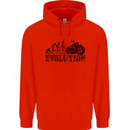 Evolution of Motorcycle Motorbike Biker Mens 80% Cotton Hoodie Bright Red