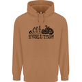 Evolution of Motorcycle Motorbike Biker Mens 80% Cotton Hoodie Caramel Latte
