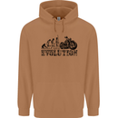 Evolution of Motorcycle Motorbike Biker Mens 80% Cotton Hoodie Caramel Latte