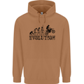 Evolution of Motorcycle Motorbike Biker Mens 80% Cotton Hoodie Caramel Latte