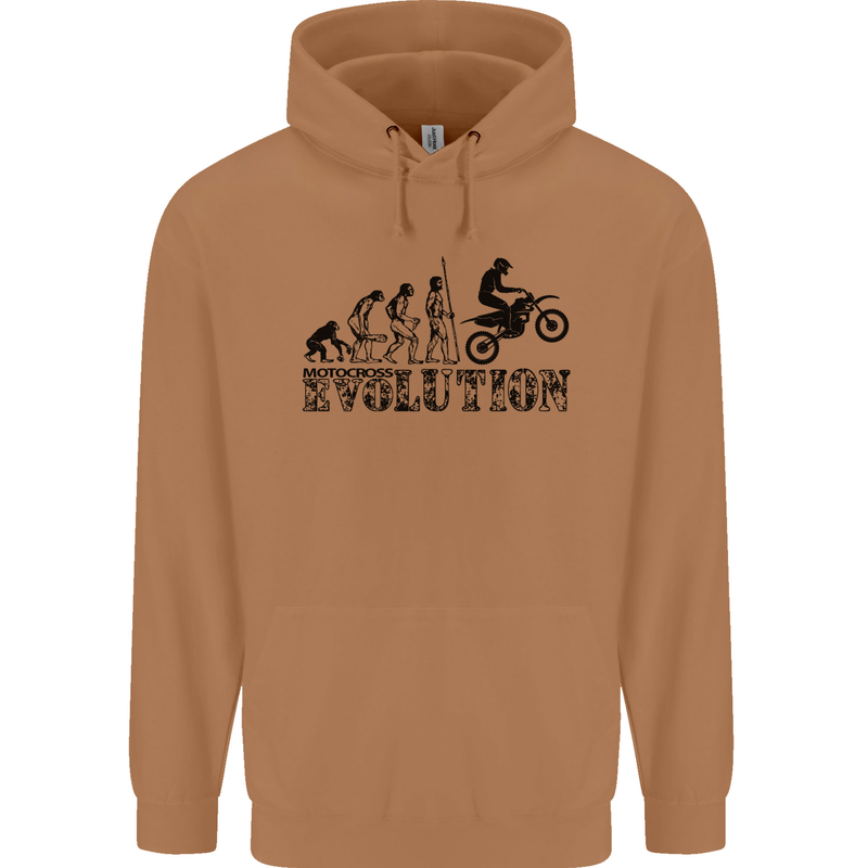 Evolution of Motorcycle Motorbike Biker Mens 80% Cotton Hoodie Caramel Latte