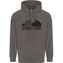 Evolution of Motorcycle Motorbike Biker Mens 80% Cotton Hoodie Charcoal