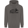 Evolution of Motorcycle Motorbike Biker Mens 80% Cotton Hoodie Charcoal