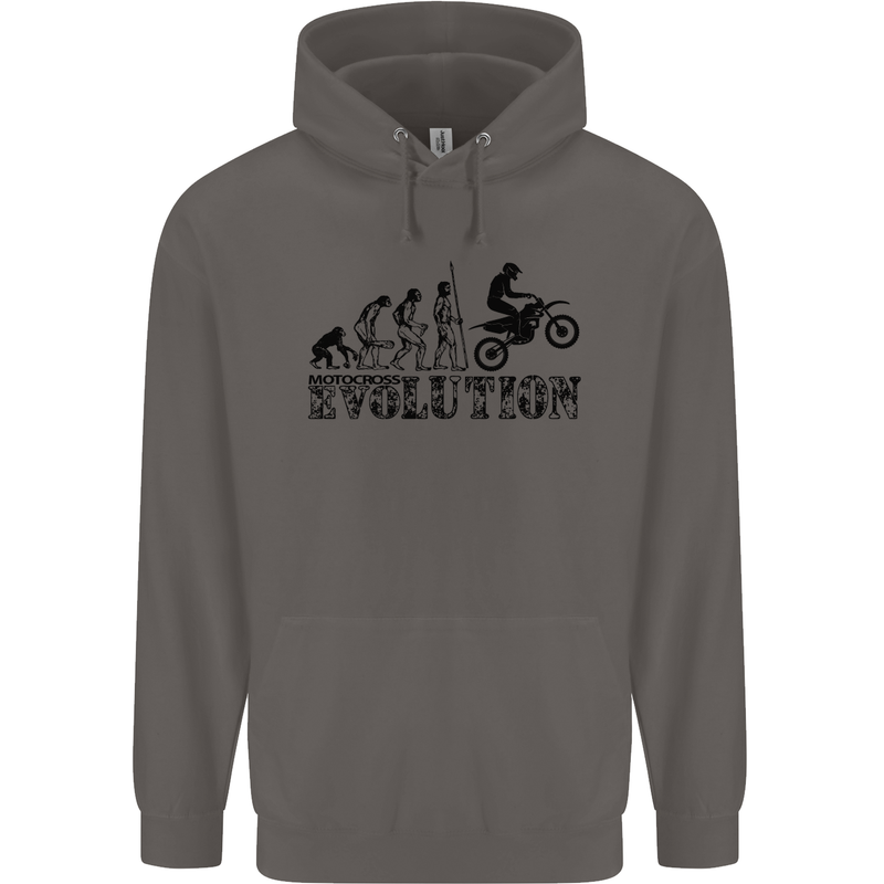 Evolution of Motorcycle Motorbike Biker Mens 80% Cotton Hoodie Charcoal