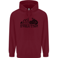 Evolution of Motorcycle Motorbike Biker Mens 80% Cotton Hoodie Maroon