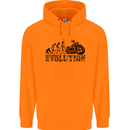 Evolution of Motorcycle Motorbike Biker Mens 80% Cotton Hoodie Orange