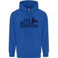 Evolution of Motorcycle Motorbike Biker Mens 80% Cotton Hoodie Royal Blue