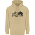 Evolution of Motorcycle Motorbike Biker Mens 80% Cotton Hoodie Sand