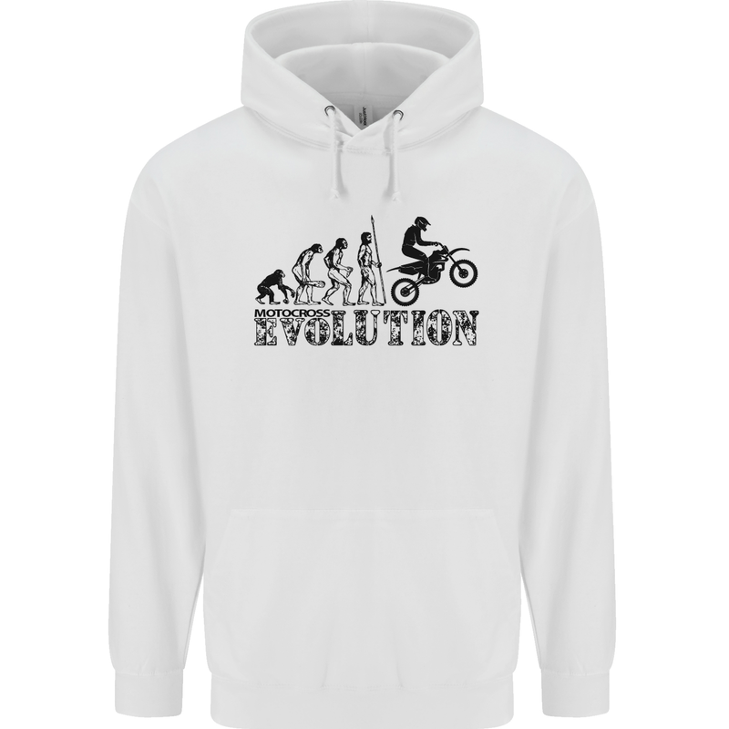 Evolution of Motorcycle Motorbike Biker Mens 80% Cotton Hoodie White