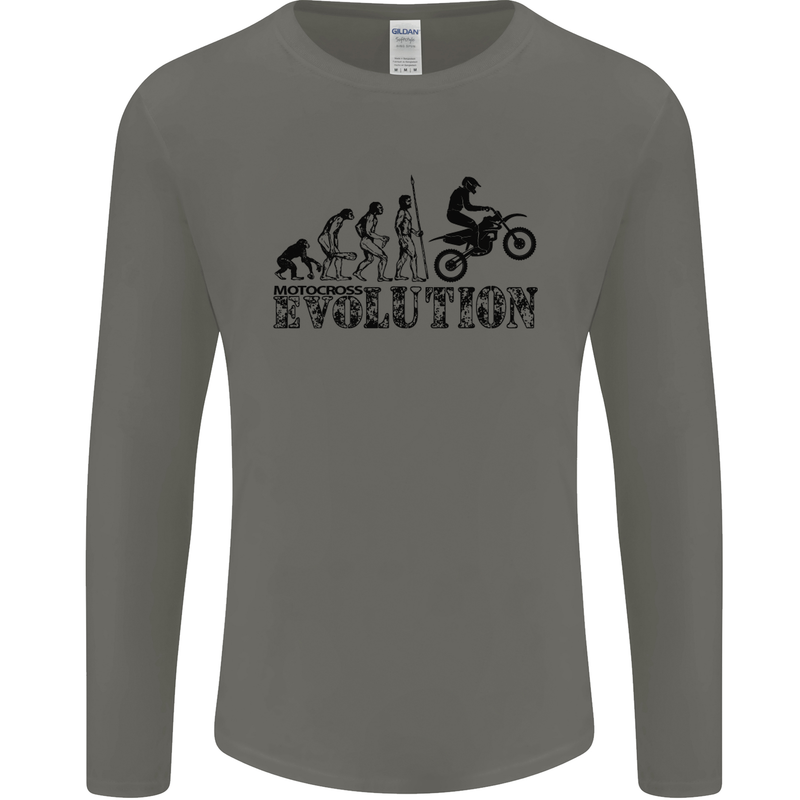 Evolution of Motorcycle Motorbike Biker Mens Long Sleeve T-Shirt Charcoal