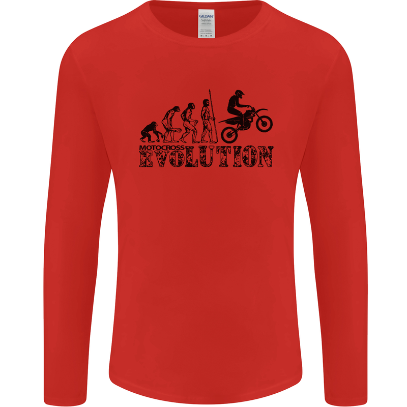 Evolution of Motorcycle Motorbike Biker Mens Long Sleeve T-Shirt Red