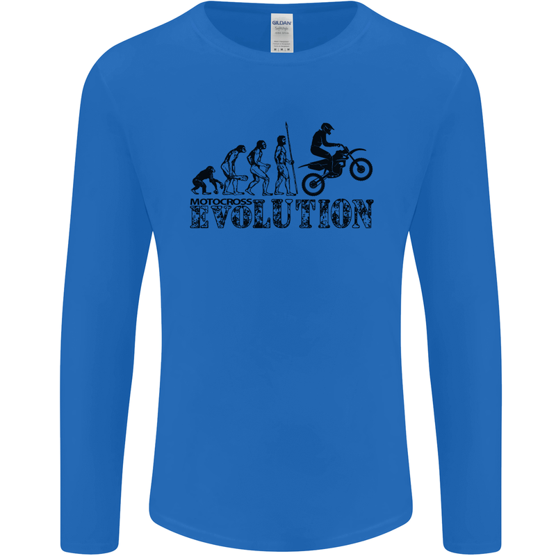 Evolution of Motorcycle Motorbike Biker Mens Long Sleeve T-Shirt Royal Blue